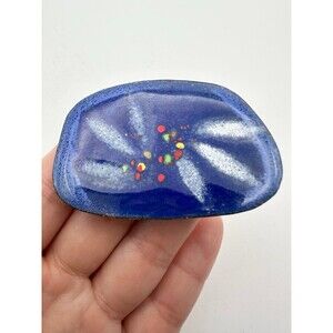 Handmade blue enamel art copper brooch pin